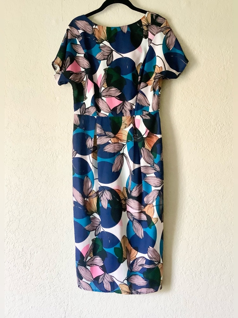 ASOS Blue and Pink Floral Midi Sheath Dress